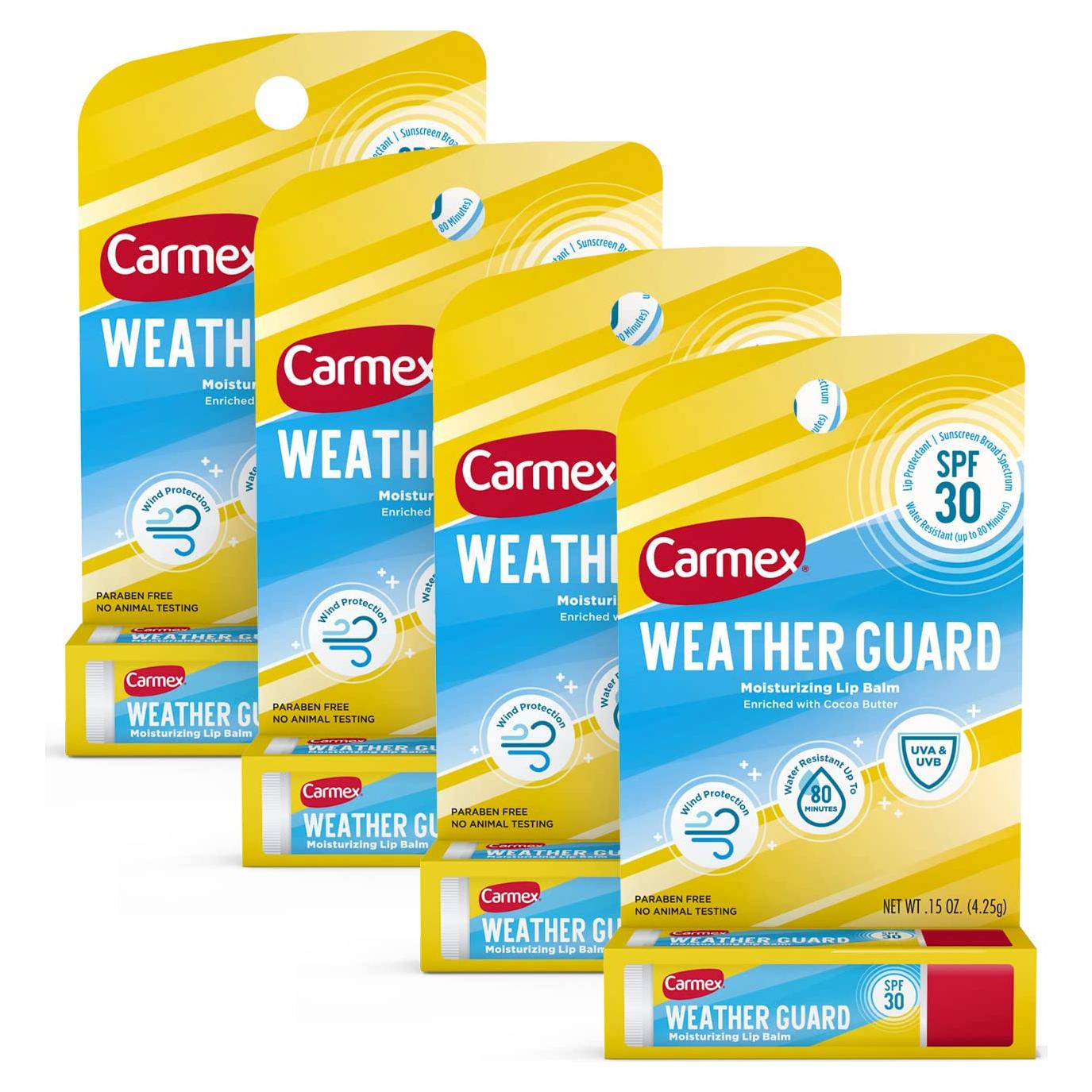 Bálsamo Labial Hidratante Carmex Weather Guard SPF 30 - 4 Unidades