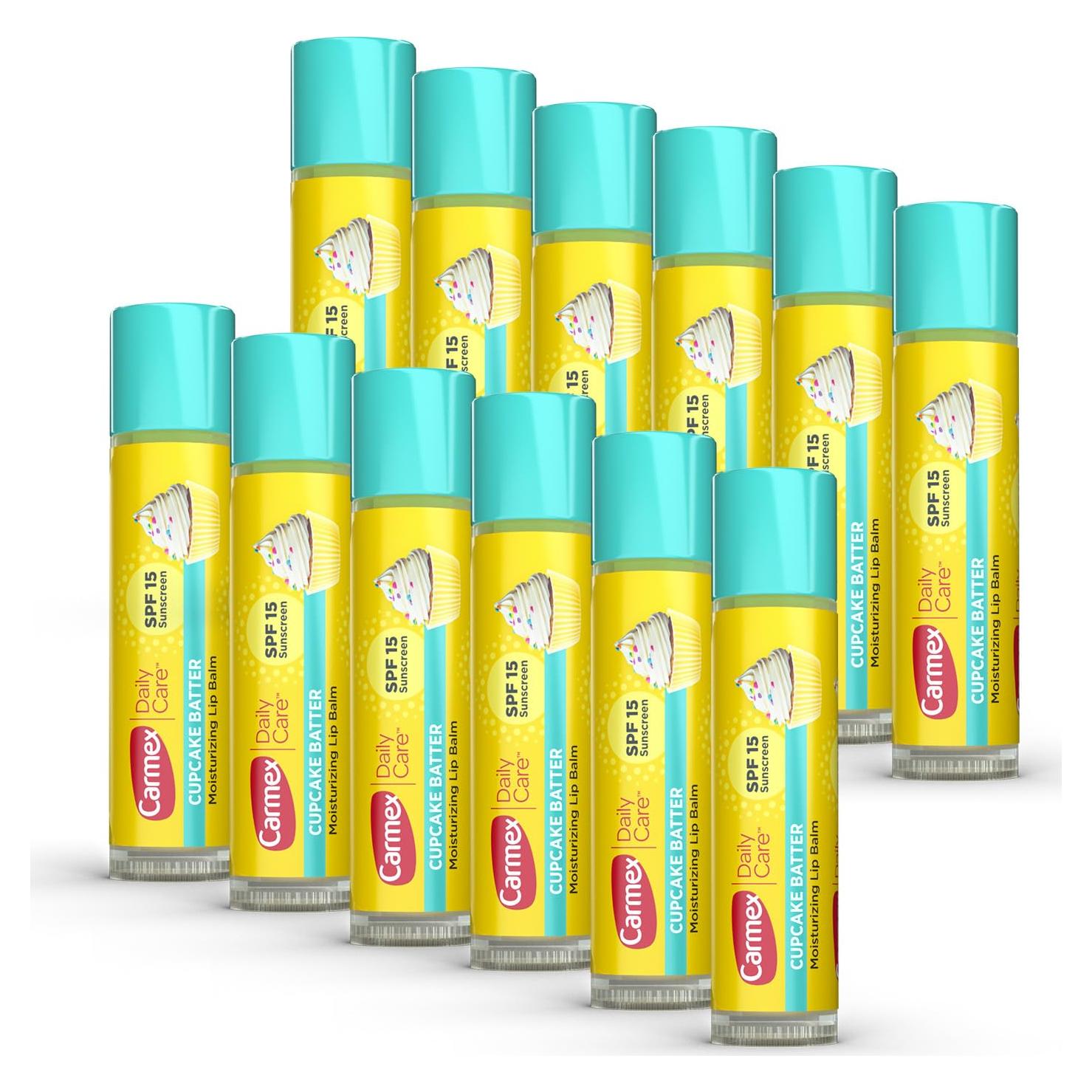 Bálsamo Labial Hidratante Carmex Sabor Masa de Pastel SPF 15 - 12 Unidades