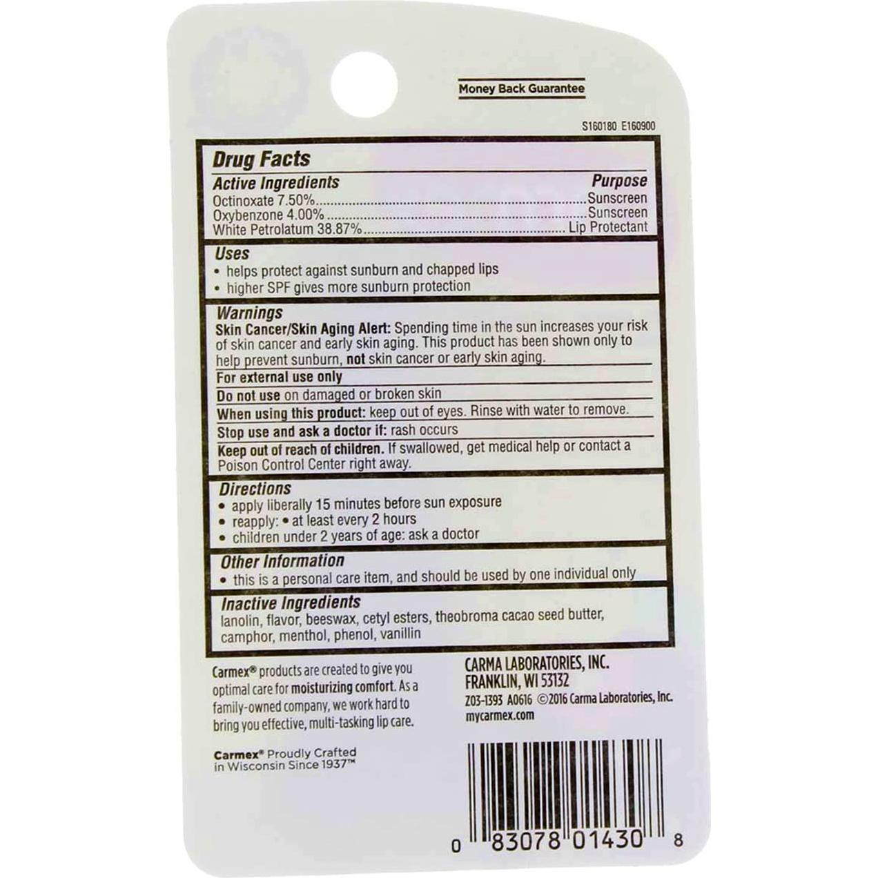 Bálsamo Labial Carmex Clásico Cereza SPF 15 Paquete de 3