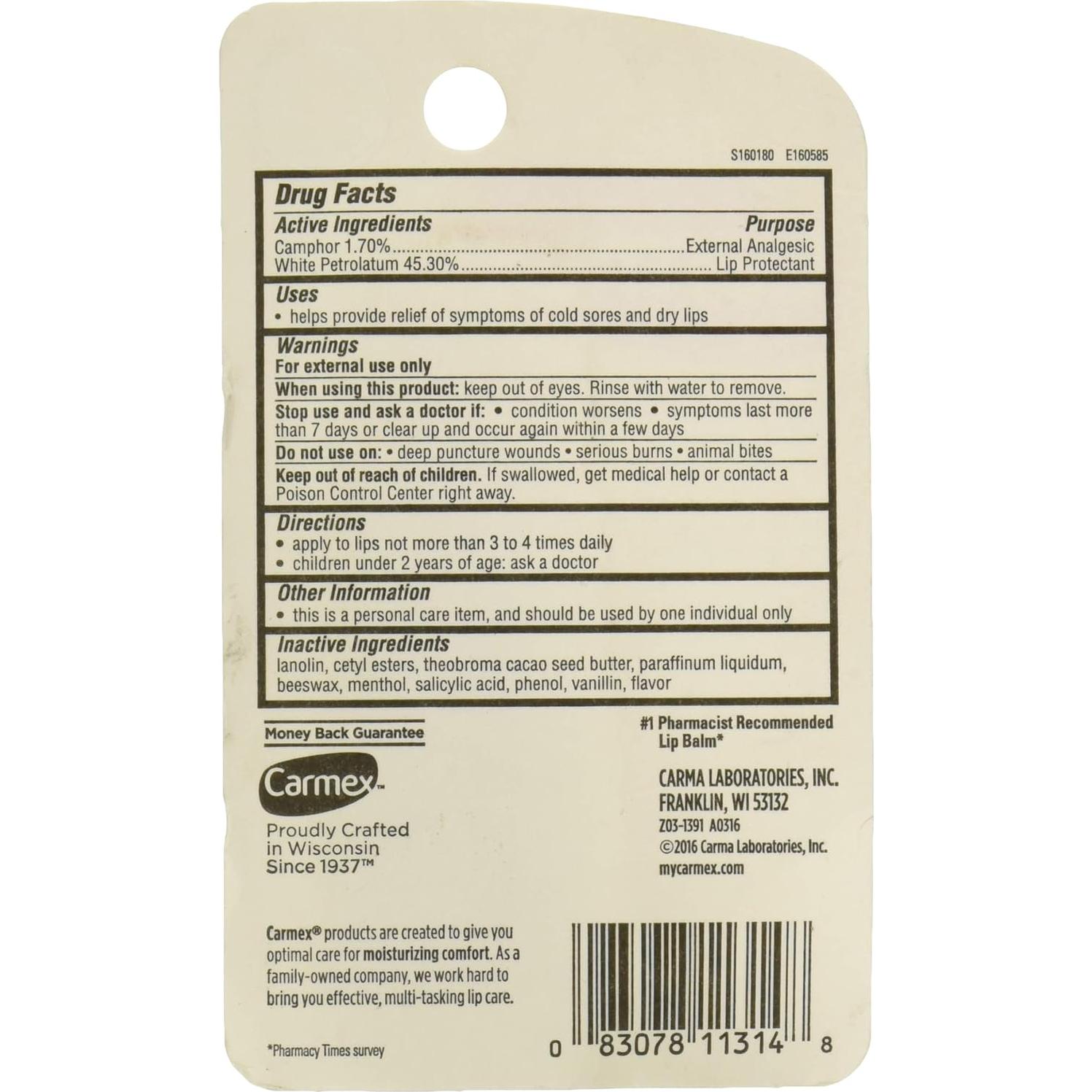 Bálsamo Labial Medicado Carmex Clásico 10g - 1 Unidad