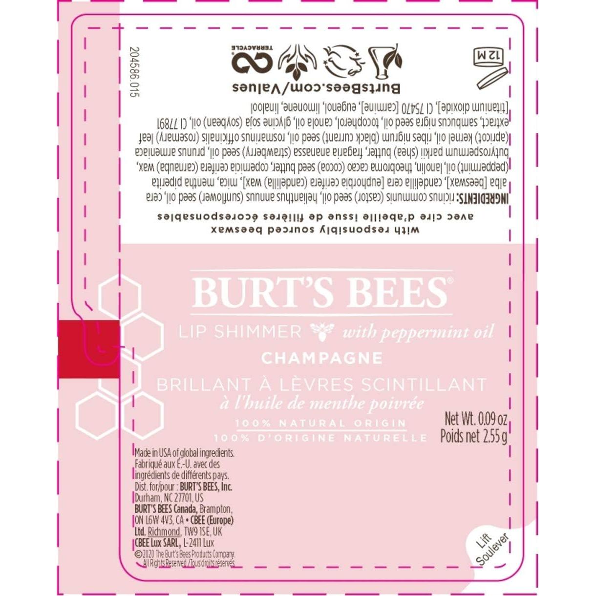 Brillo Labial Burt's Bees Champagne 2.54 g Hidratante Natural