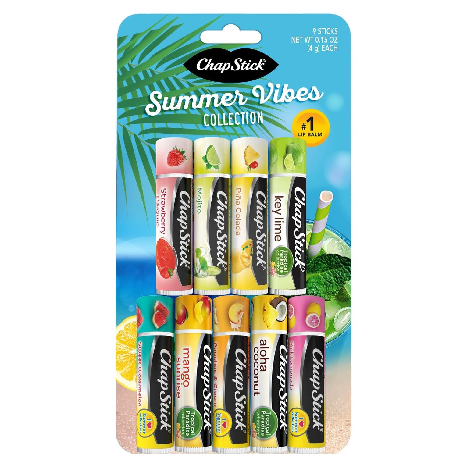 Bálsamo Labial ChapStick Surtido 9 Piezas - Sabores Tropicales