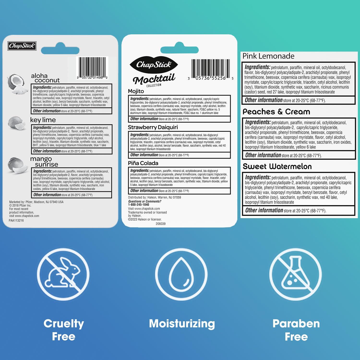 Bálsamo Labial ChapStick Surtido 9 Piezas - Sabores Tropicales