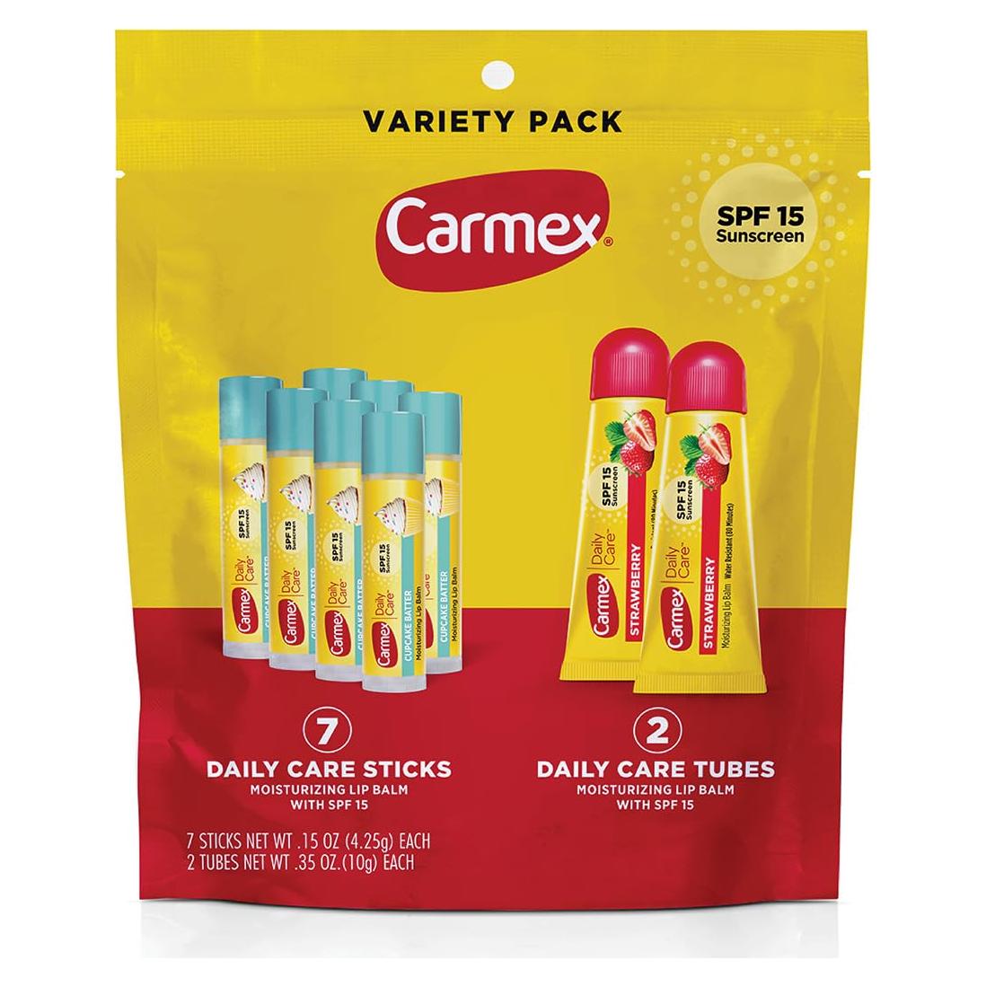 Bálsamo Labial Hidratante Carmex Daily Care SPF 15 - 9 Unidades