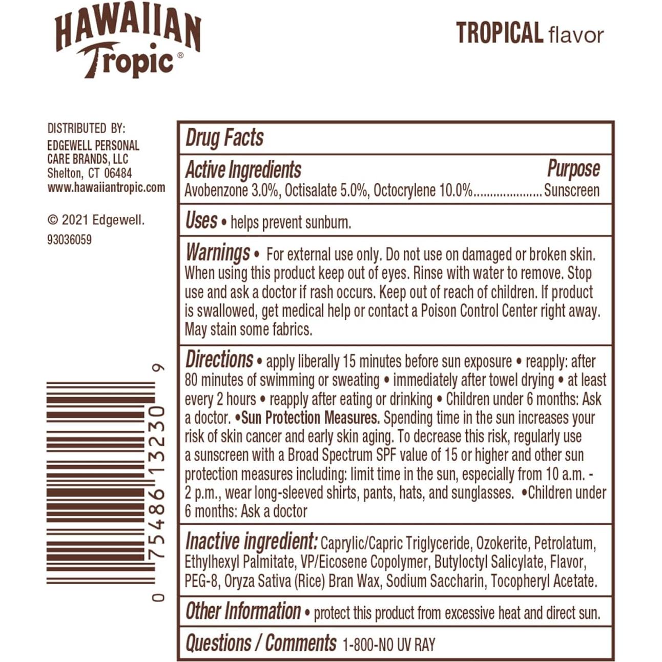 Bálsamo Labial Hawaiian Tropic SPF 30 - Hidratación 12h - 4g