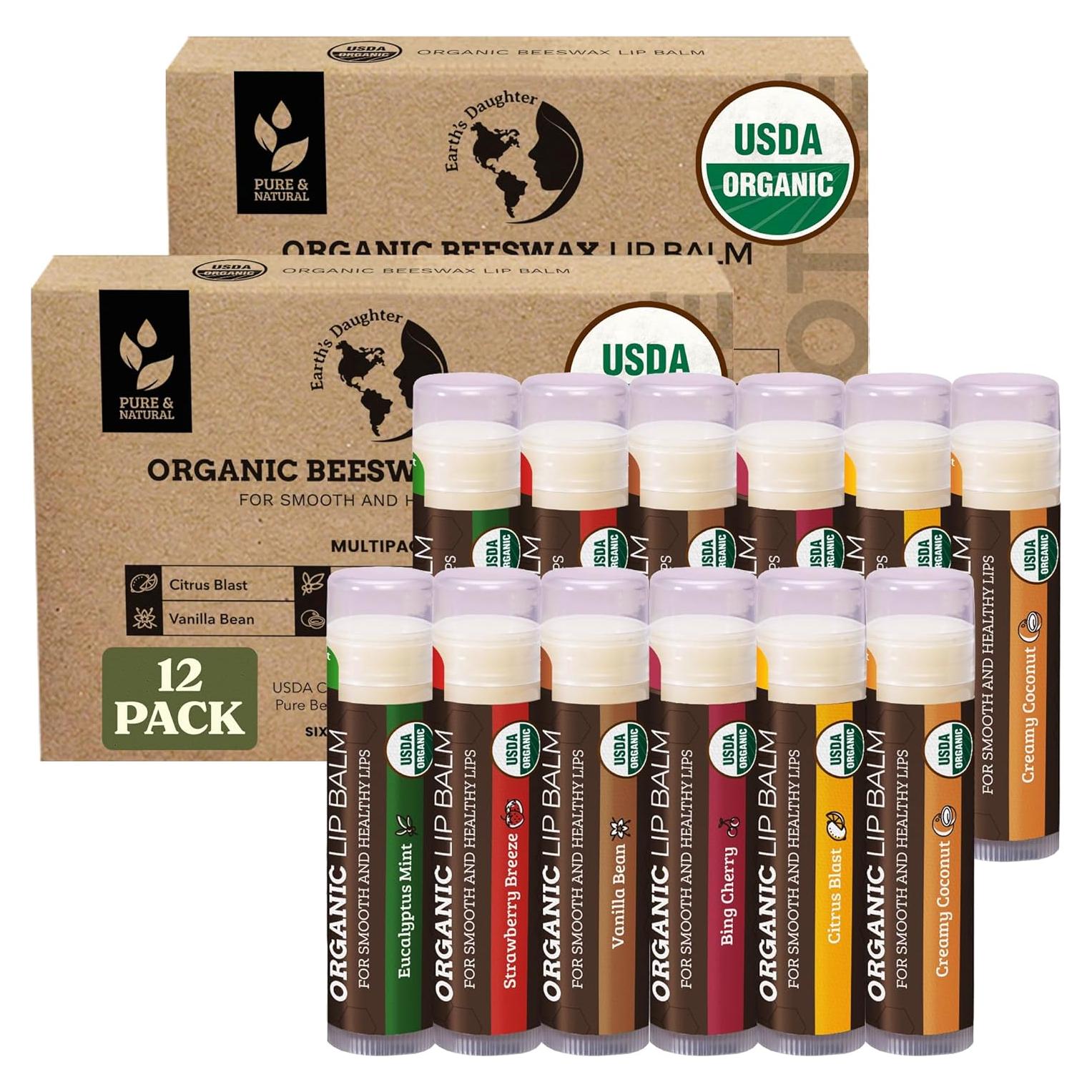 Bálsamo Labial Orgánico Earth's Daughter 12-Pack Sabores Fruta