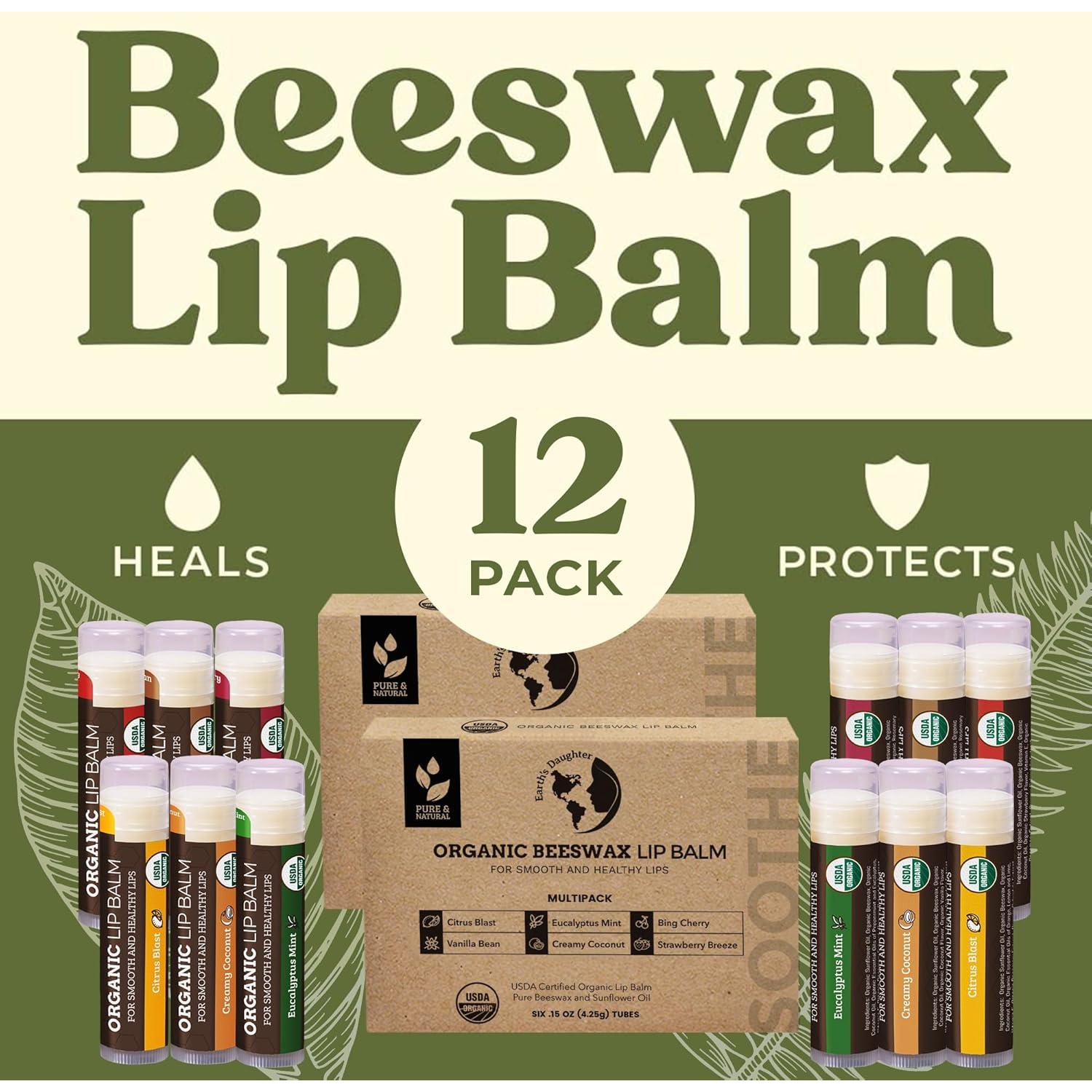 Bálsamo Labial Orgánico Earth's Daughter 12-Pack Sabores Fruta