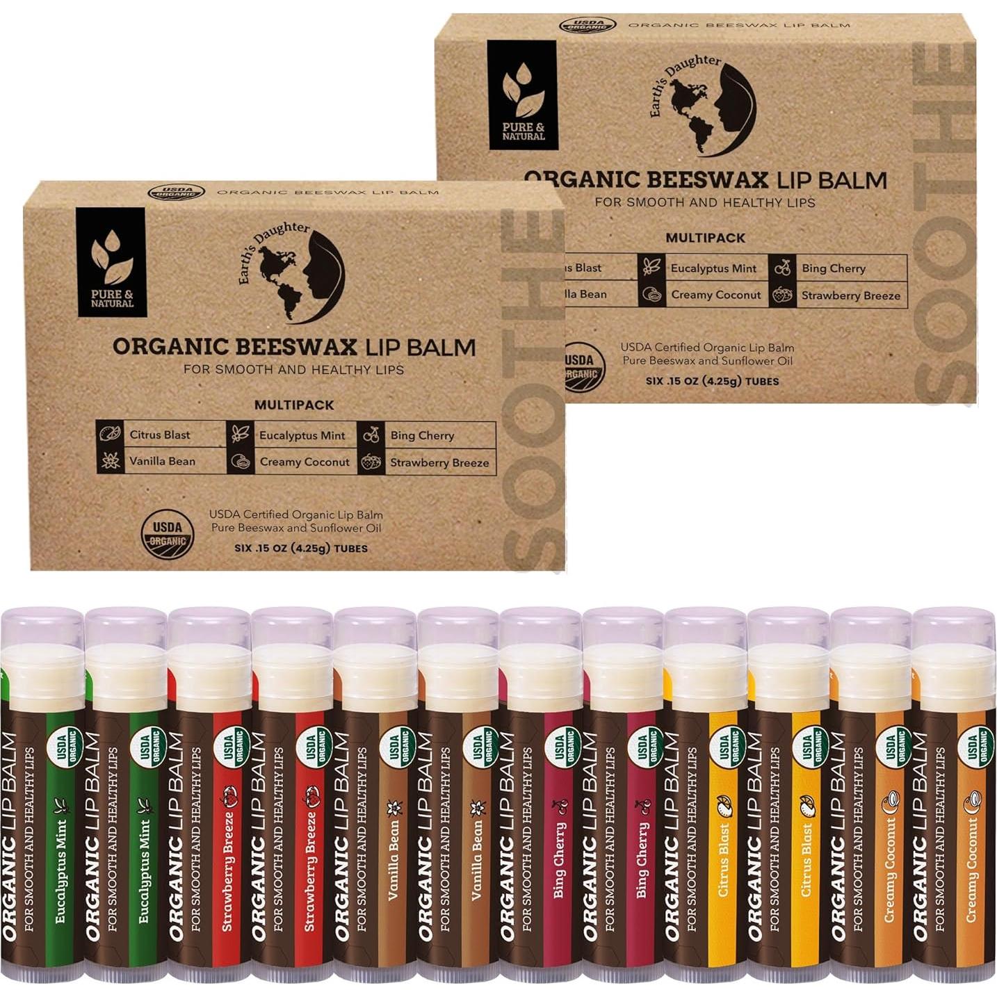 Bálsamo Labial Orgánico Earth's Daughter 12-Pack Sabores Fruta