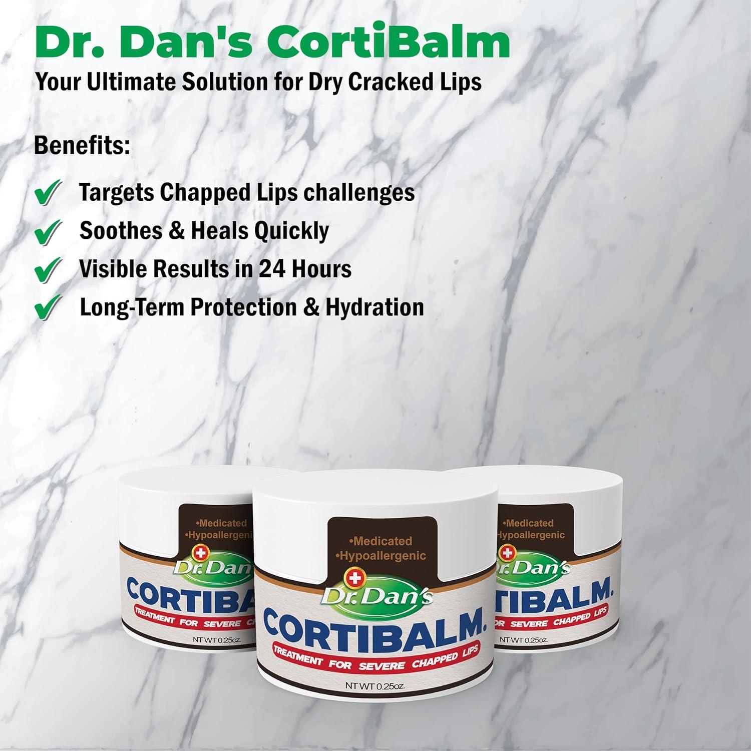 Cortibalm Dr. Dan - Balsamo Labial Curativo - Paquete de 3