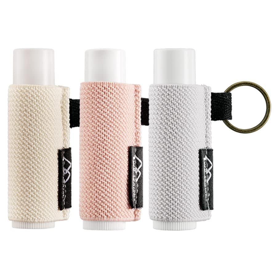 Soporte para bálsamo labial WK IEASON con llavero - Rosa/Beige/Gris