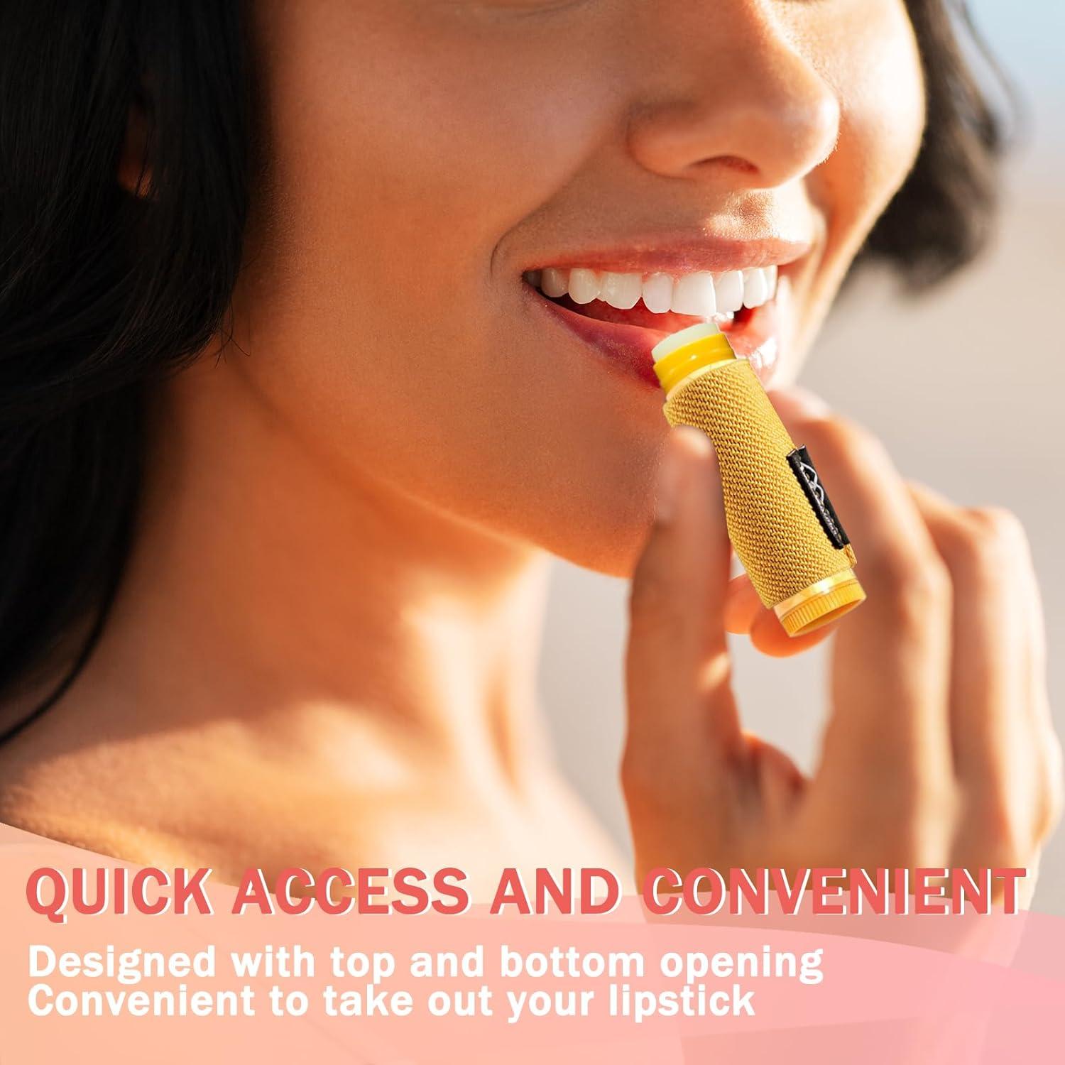 Soporte para bálsamo labial WK IEASON con llavero - Rosa/Beige/Gris