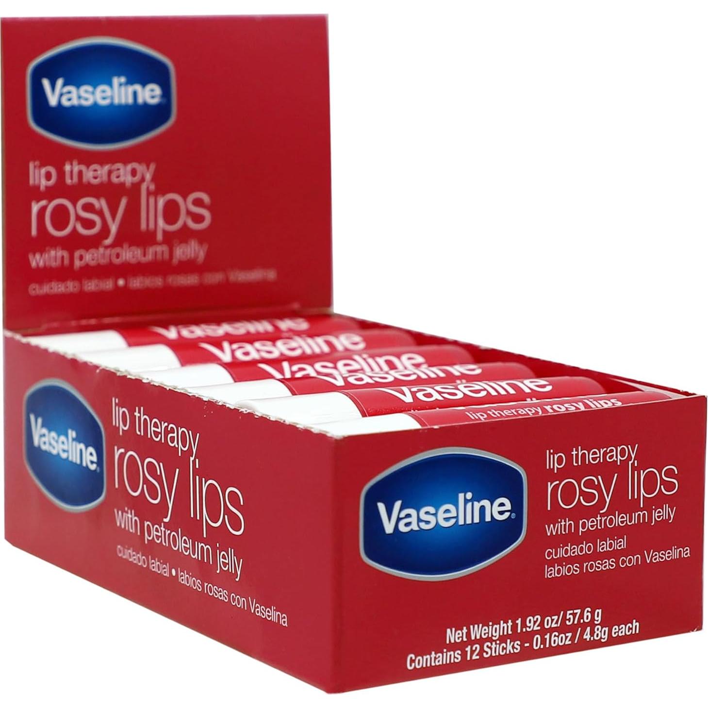 Bálsamo Labial Vaselina Rosada Unilever 12 Bastones 4.5g