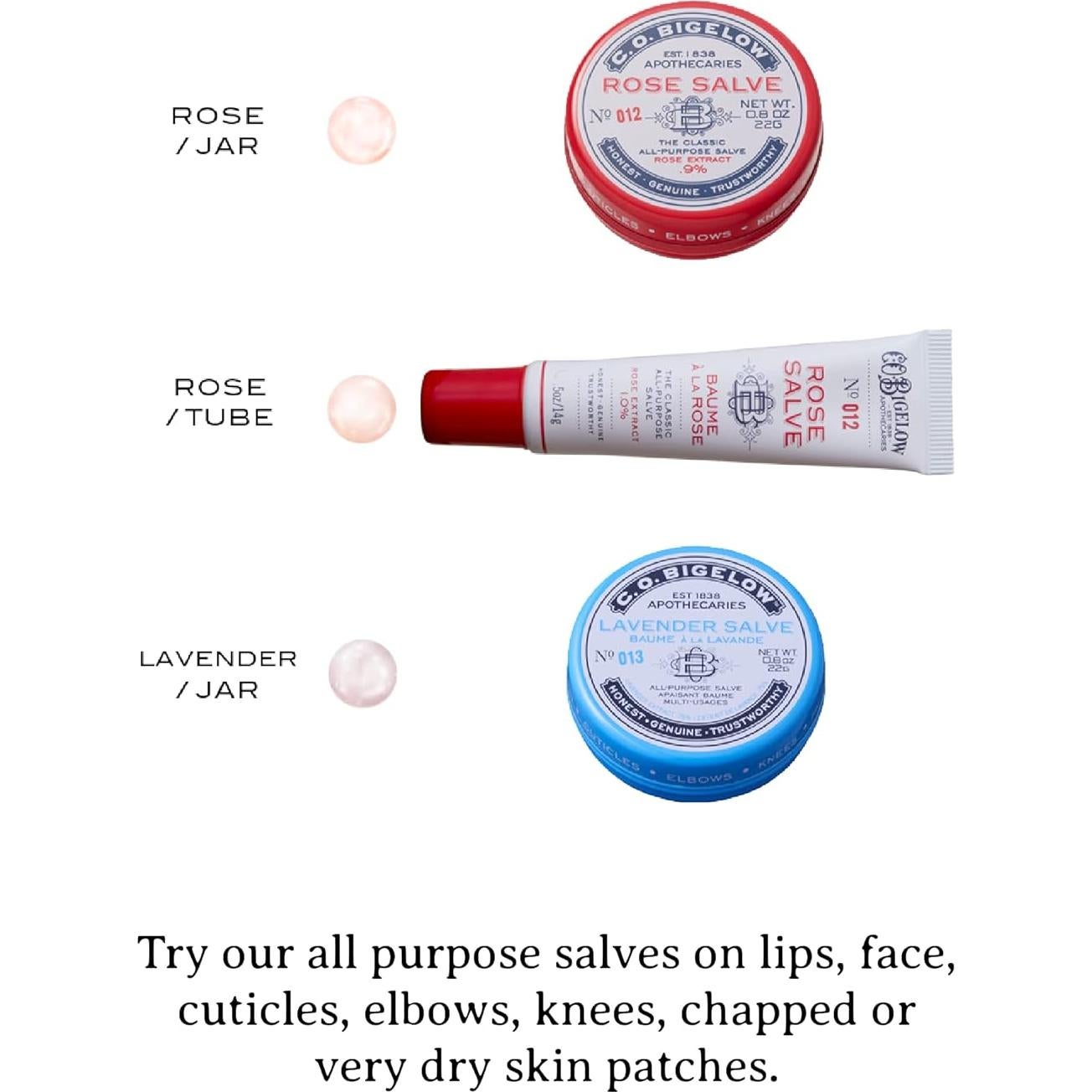 Bálsamo Labial C.O. Bigelow Salve de Rosa - Set de 3 Tubos