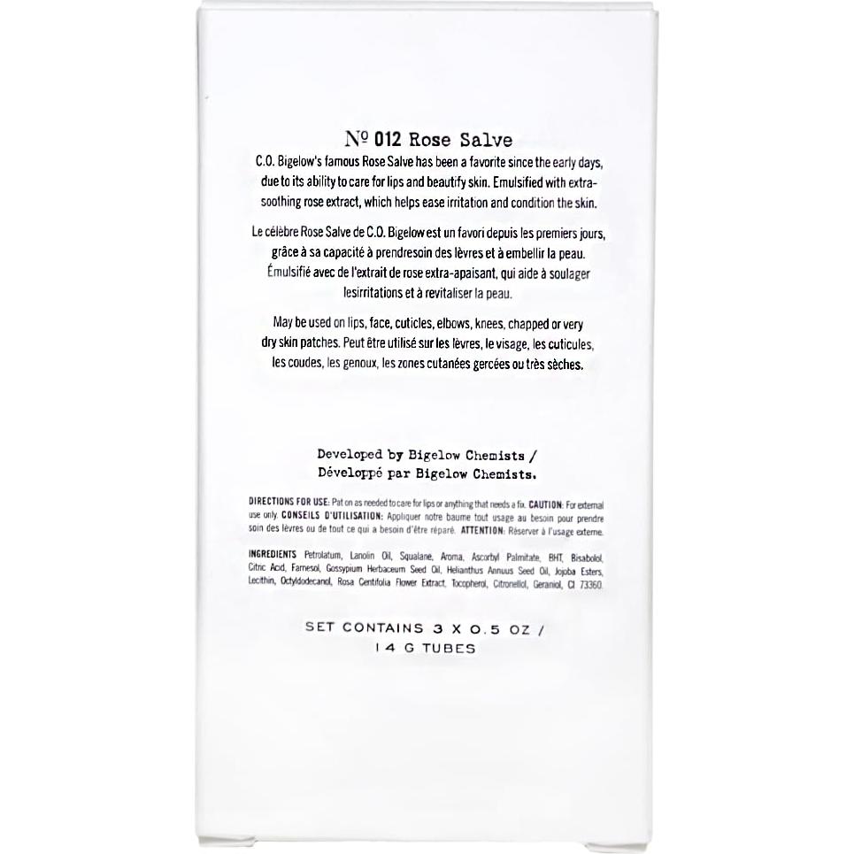 Bálsamo Labial C.O. Bigelow Salve de Rosa - Set de 3 Tubos