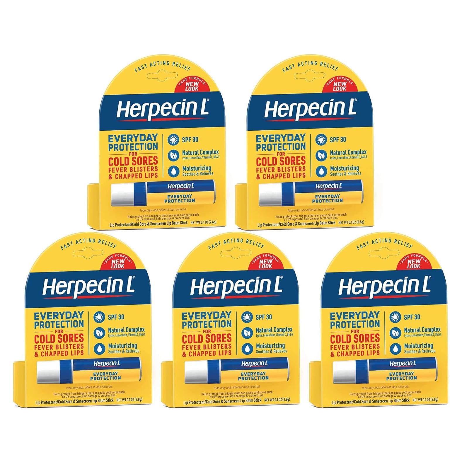 Protector Labial Herpecin L SPF 30 2.83 g - Paquete de 5