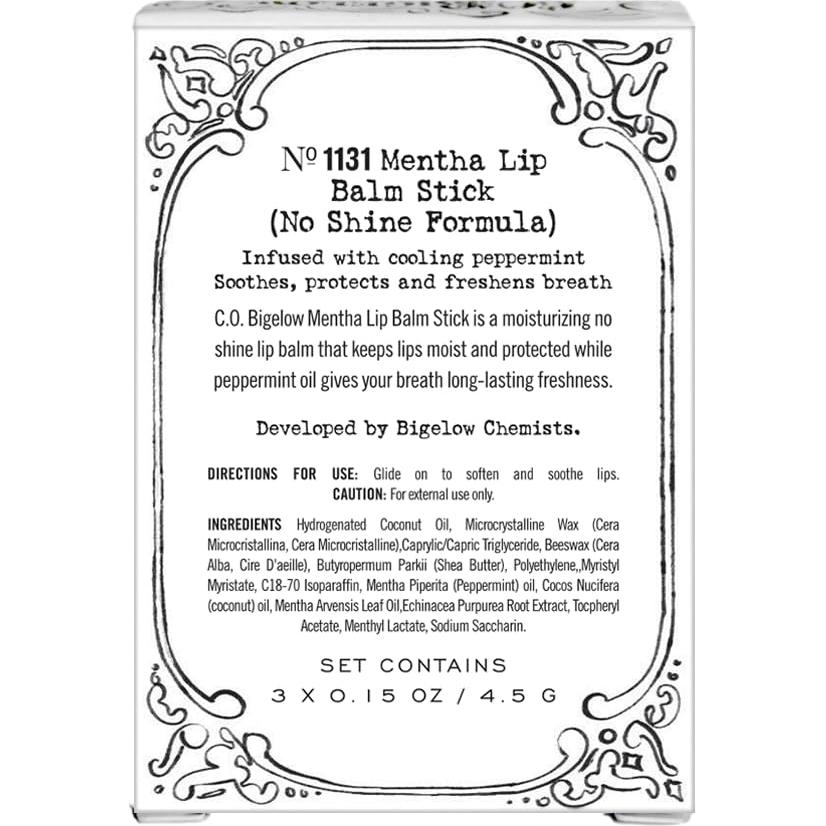 Bálsamo Labial C.O. Bigelow Mentha - Paquete de 3 Sticks 4.5g