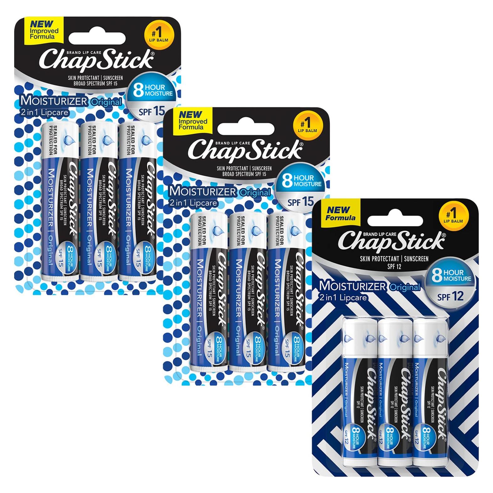 Bálsamo Labial Hidratante ChapStick 2-en-1 SPF 15 - 9 Piezas