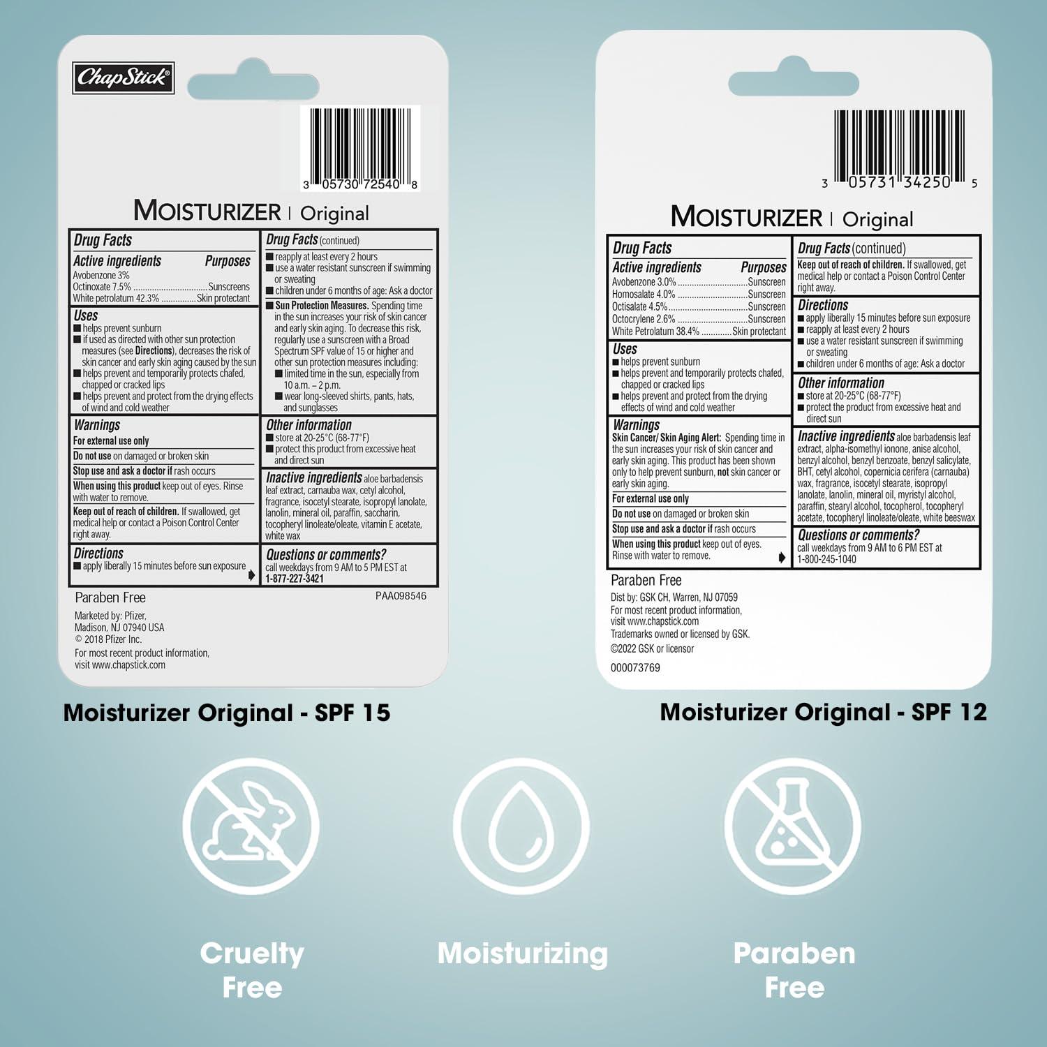 Bálsamo Labial Hidratante ChapStick 2-en-1 SPF 15 - 9 Piezas