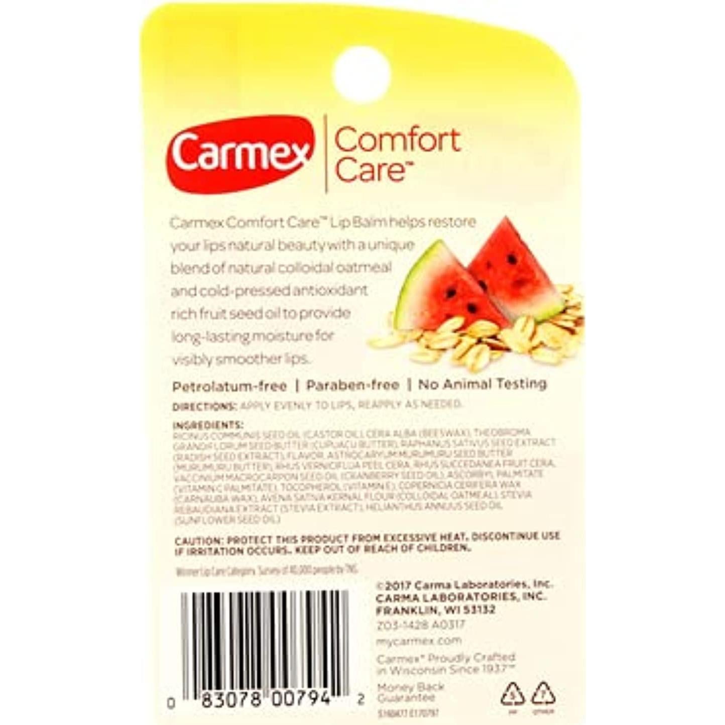 Bálsamo Labial Carmex Comfort Care Sandía 3 Unidades