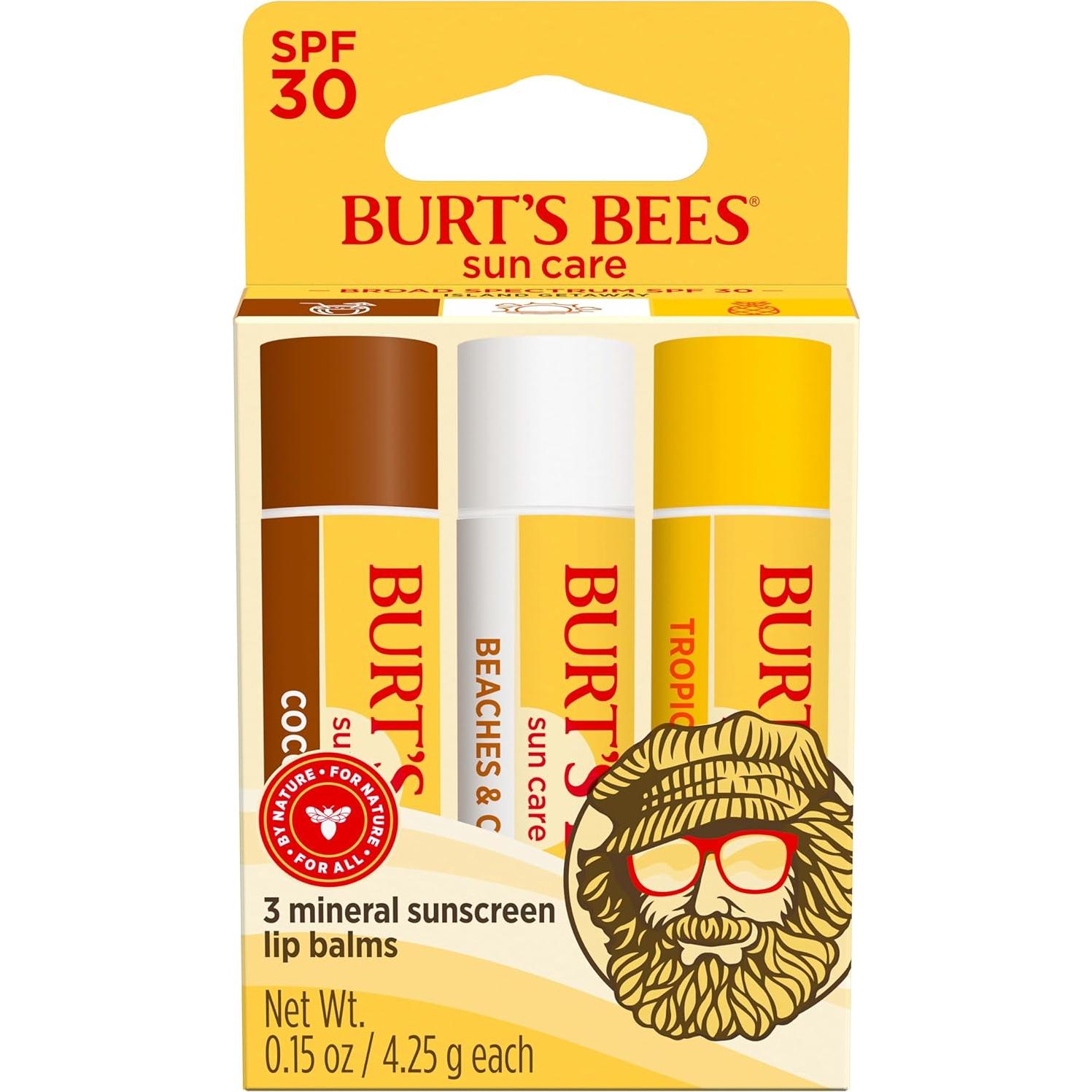 Paquete de Balsamo Labial Burt's Bees SPF 30 - 7 Tubos