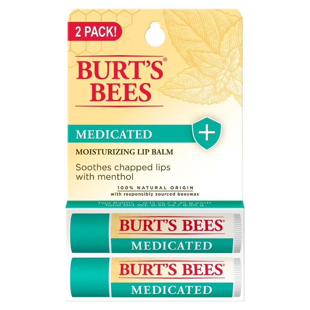 Bálsamo Labial Hidratante Medicado Burts Bees Doble 2x4g