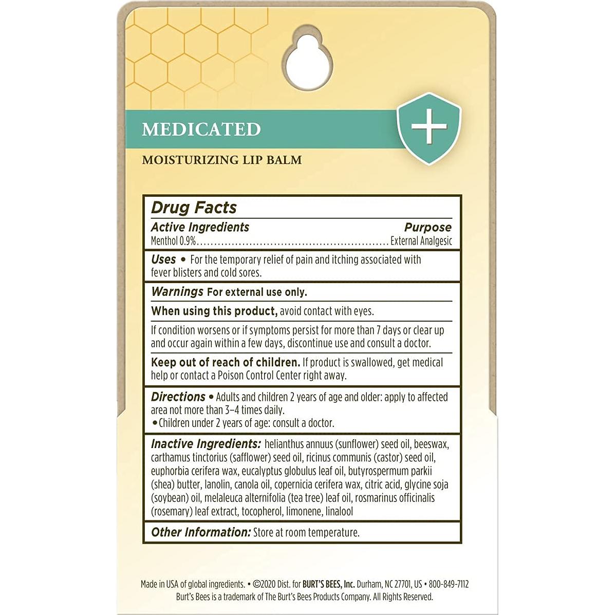 Bálsamo Labial Hidratante Medicado Burts Bees Doble 2x4g