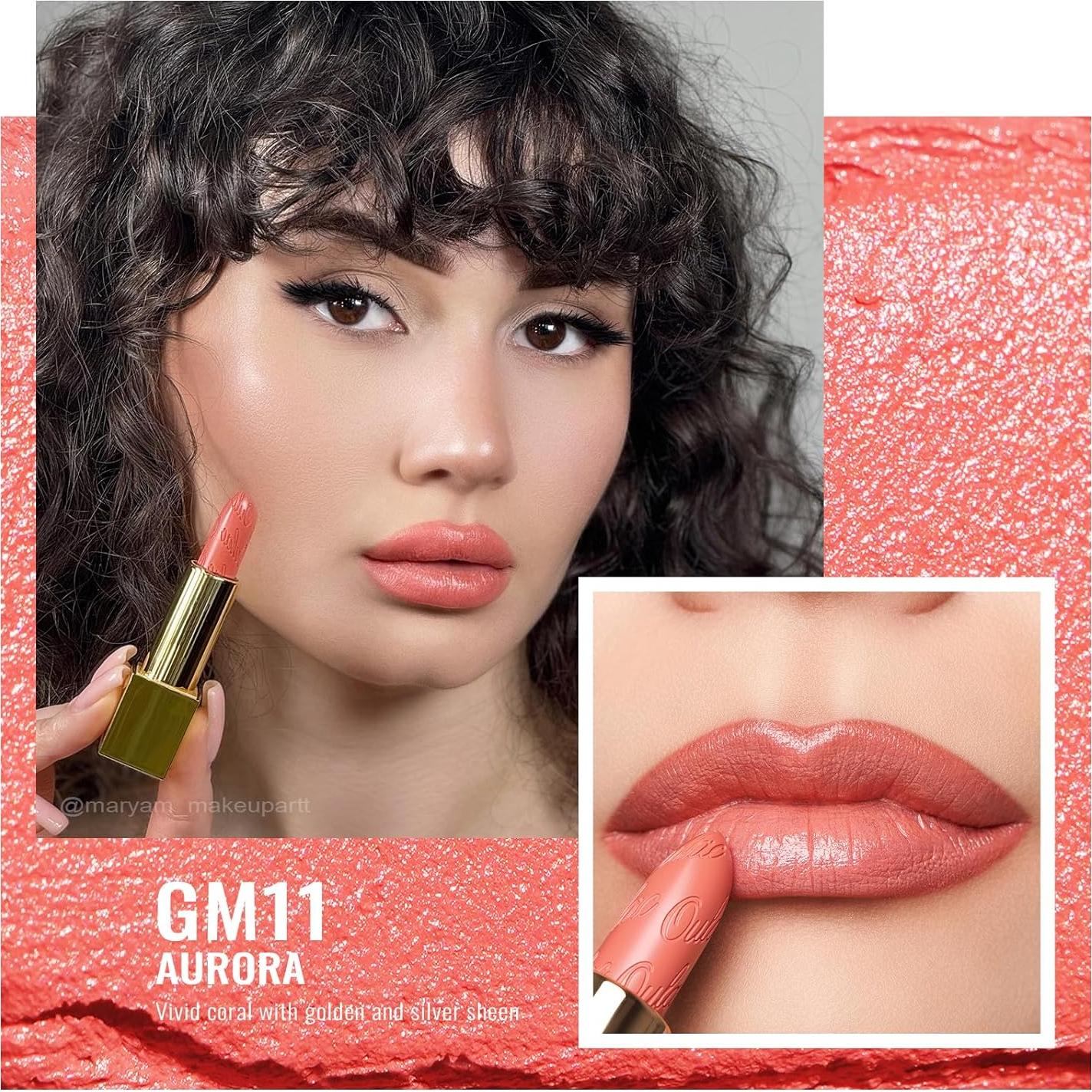 Labial Mate Oulac GM11 Aurora - Acabado Metálico Brillante 32g