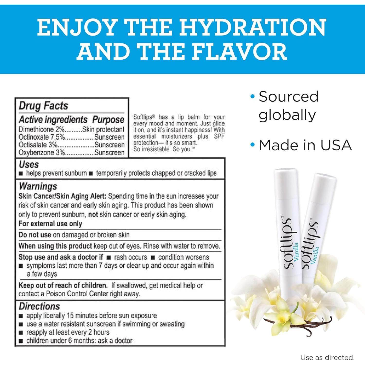 Bálsamo Labial Softlips Vainilla SPF 20 Hidratante Paquete 2