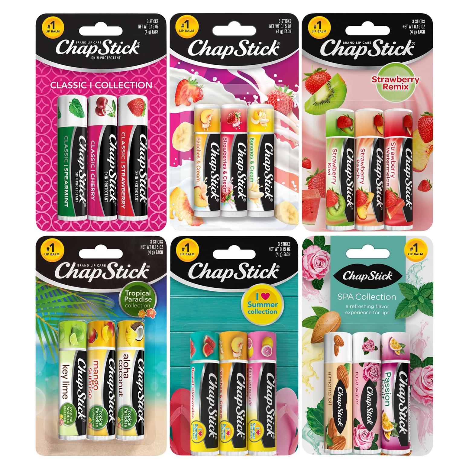 Bálsamo Labial ChapStick Paquete de 18 Sabores Frutales