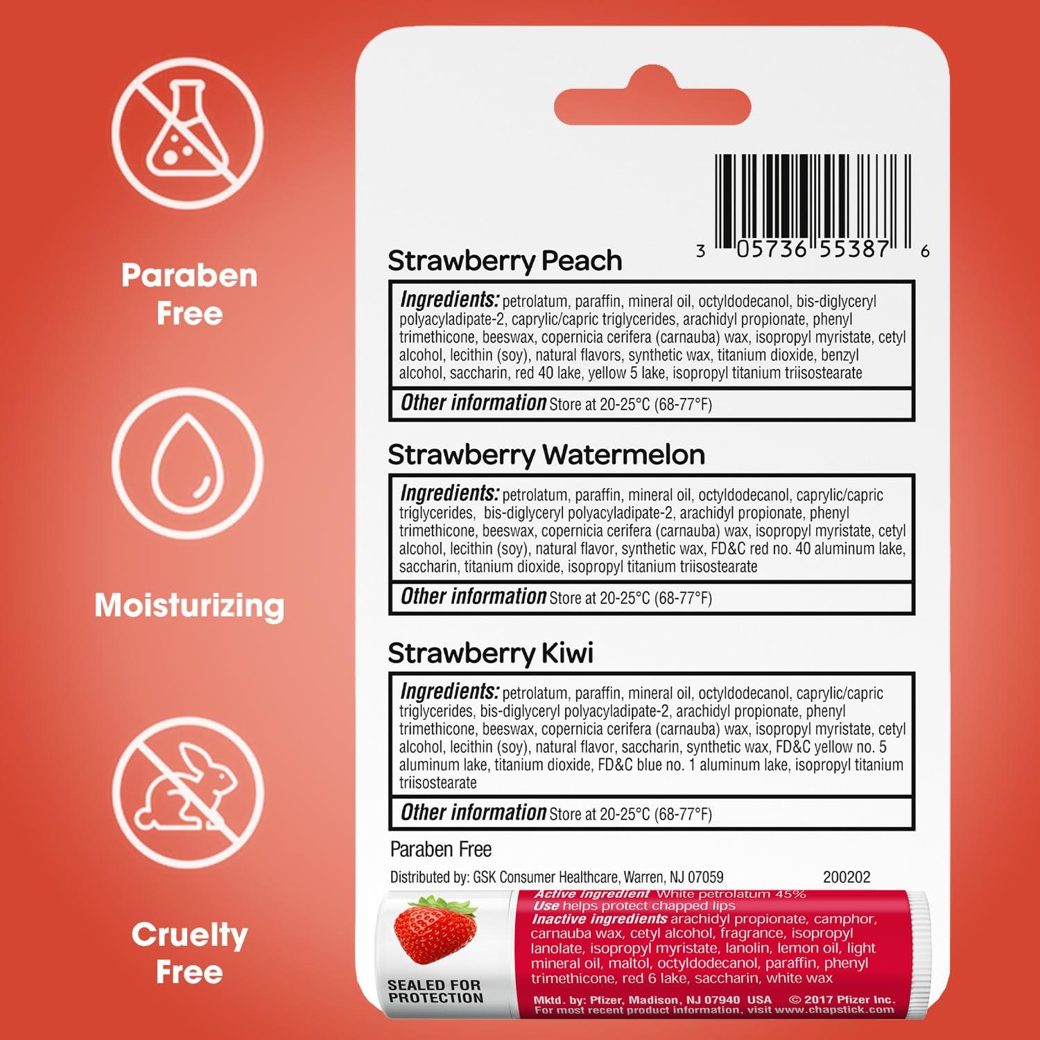 Bálsamo Labial ChapStick Fresa 5-Pack Hidratante 4.25g