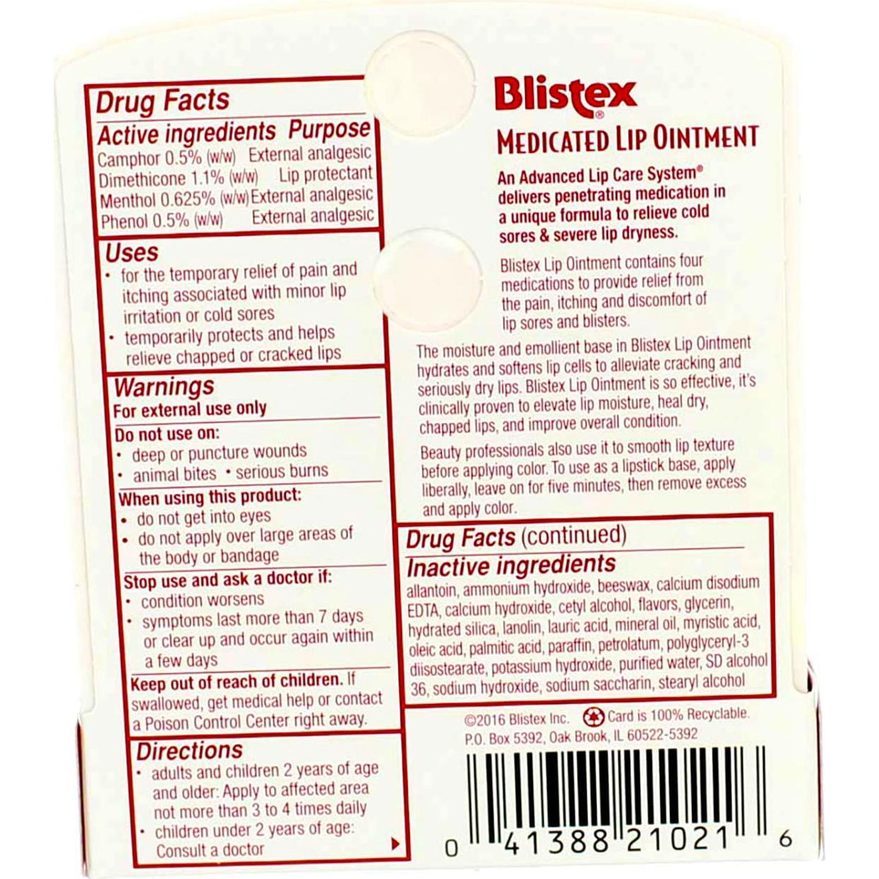 Ungüento Labial Medicado Blistex 8 x 6 g - Hidratante