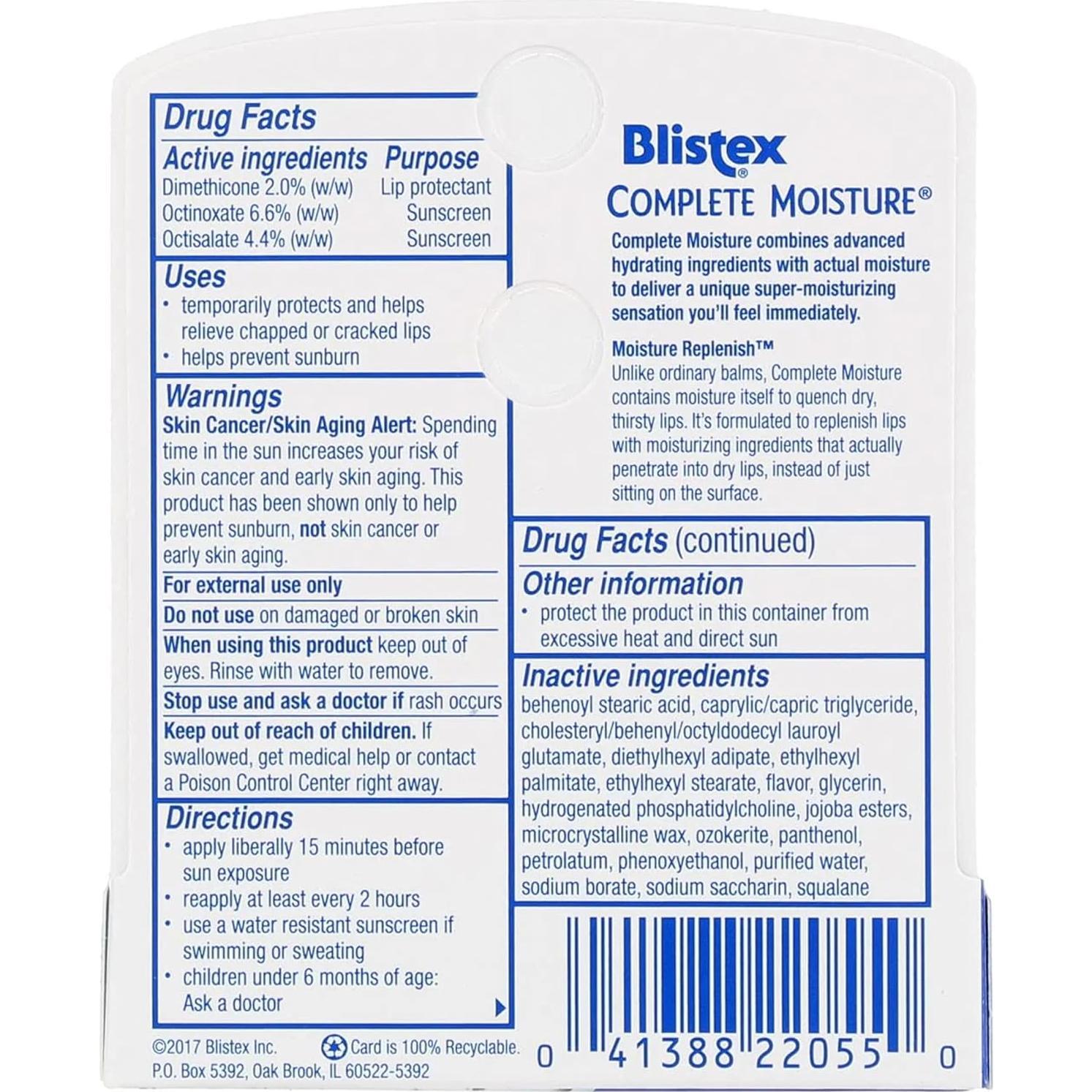 Bálsamo Labial Hidratación Completa Blistex 3x4.25g