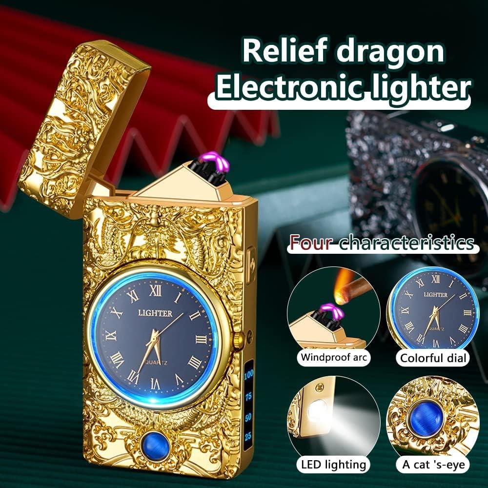 Encendedor Eléctrico GADATOP Dragón Oro - Plasma a Prueba de Viento