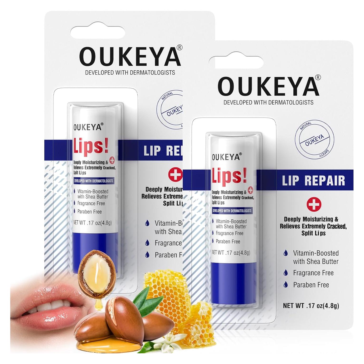 2PCS, Medicated Lip Balm Hydrating w/Petrolatum, Shea Butter, Beeswax, 100% Natural Ingredients, Organic Lip Butter Balm & Moisturizers Lip Repair For Dry Cracked Lips Overnight Lip Treatment