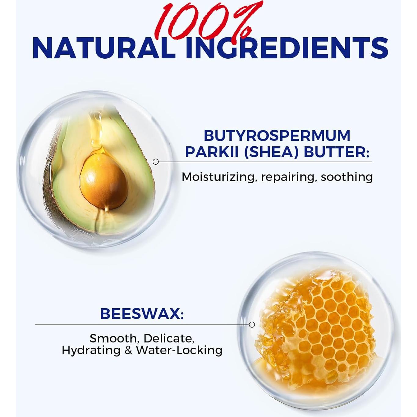 2PCS, Medicated Lip Balm Hydrating w/Petrolatum, Shea Butter, Beeswax, 100% Natural Ingredients, Organic Lip Butter Balm & Moisturizers Lip Repair For Dry Cracked Lips Overnight Lip Treatment