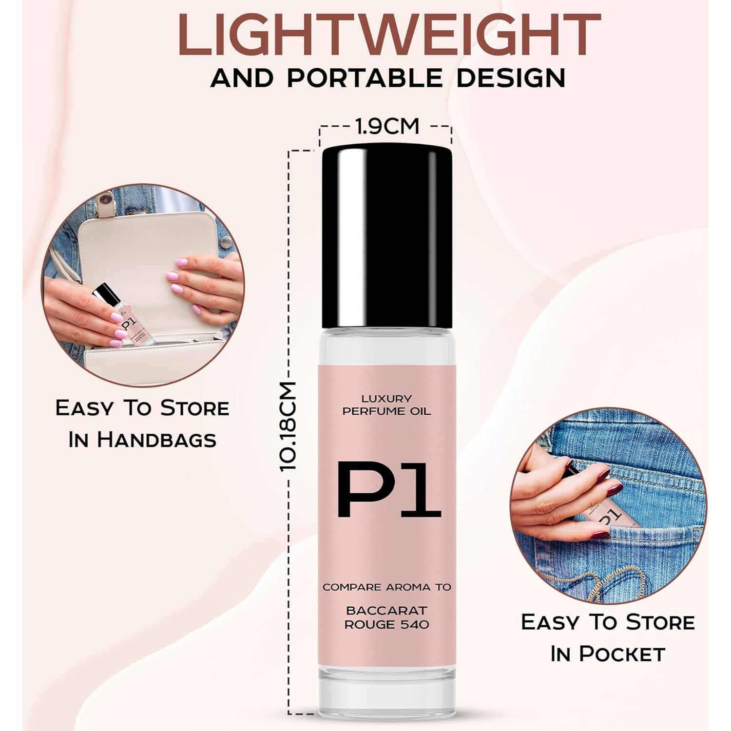 Aceite de Perfume Roll-on Pinctell P1 10ml Similar a Baccarat Rouge 540