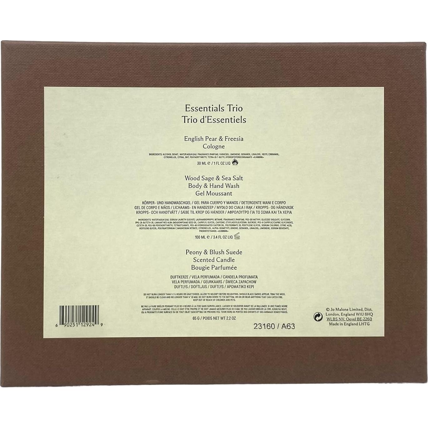 Trío Esenciales de Viaje Jo Malone London - Colonia 30ml, Gel 100ml, Vela 65g