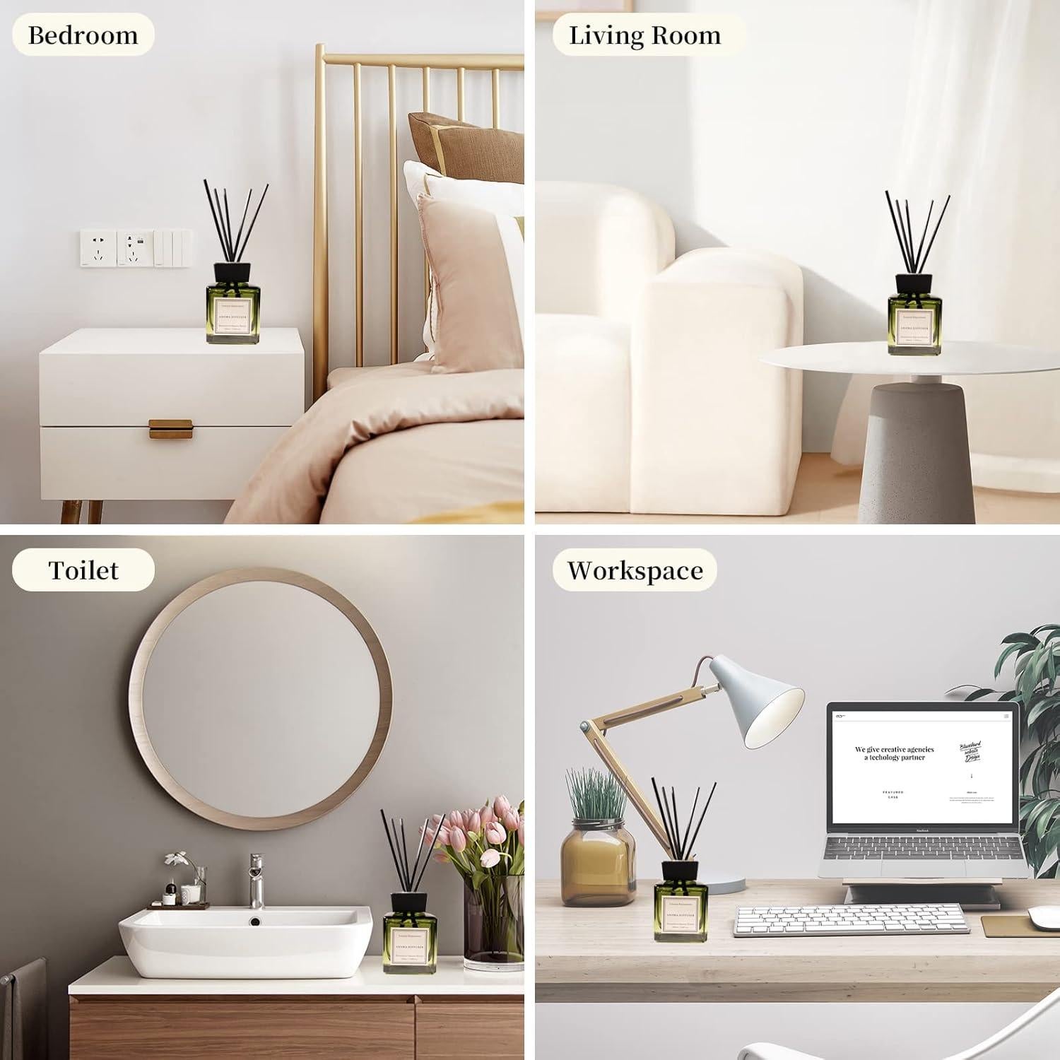 Difusor de cañas XEPTLE Oud y Bergamota 198.4 ml Verde