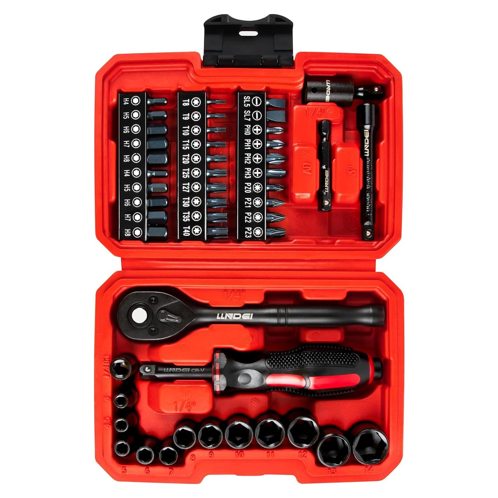 Juego de Llaves de Carraca Mini LLNDEI 48 Piezas 1/4"