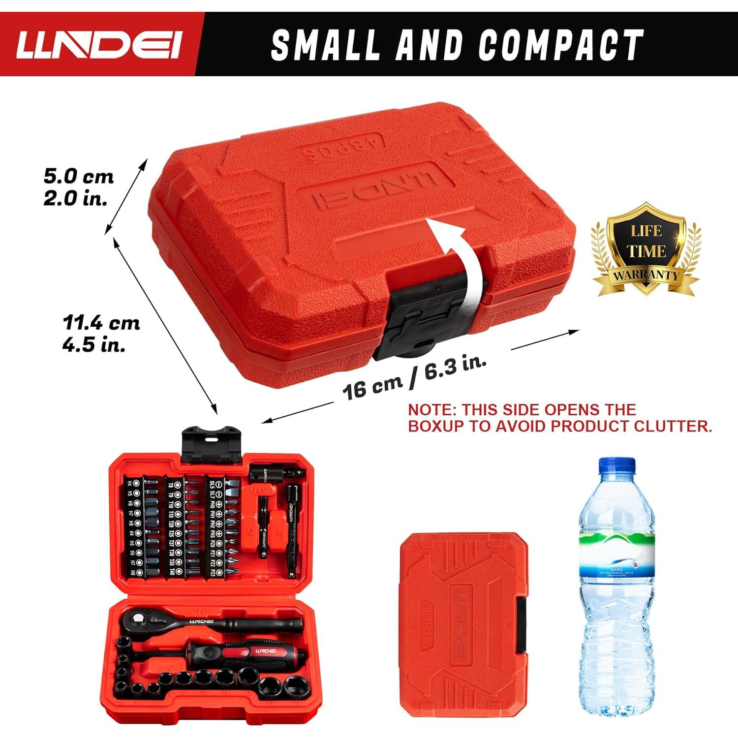 Juego de Llaves de Carraca Mini LLNDEI 48 Piezas 1/4"