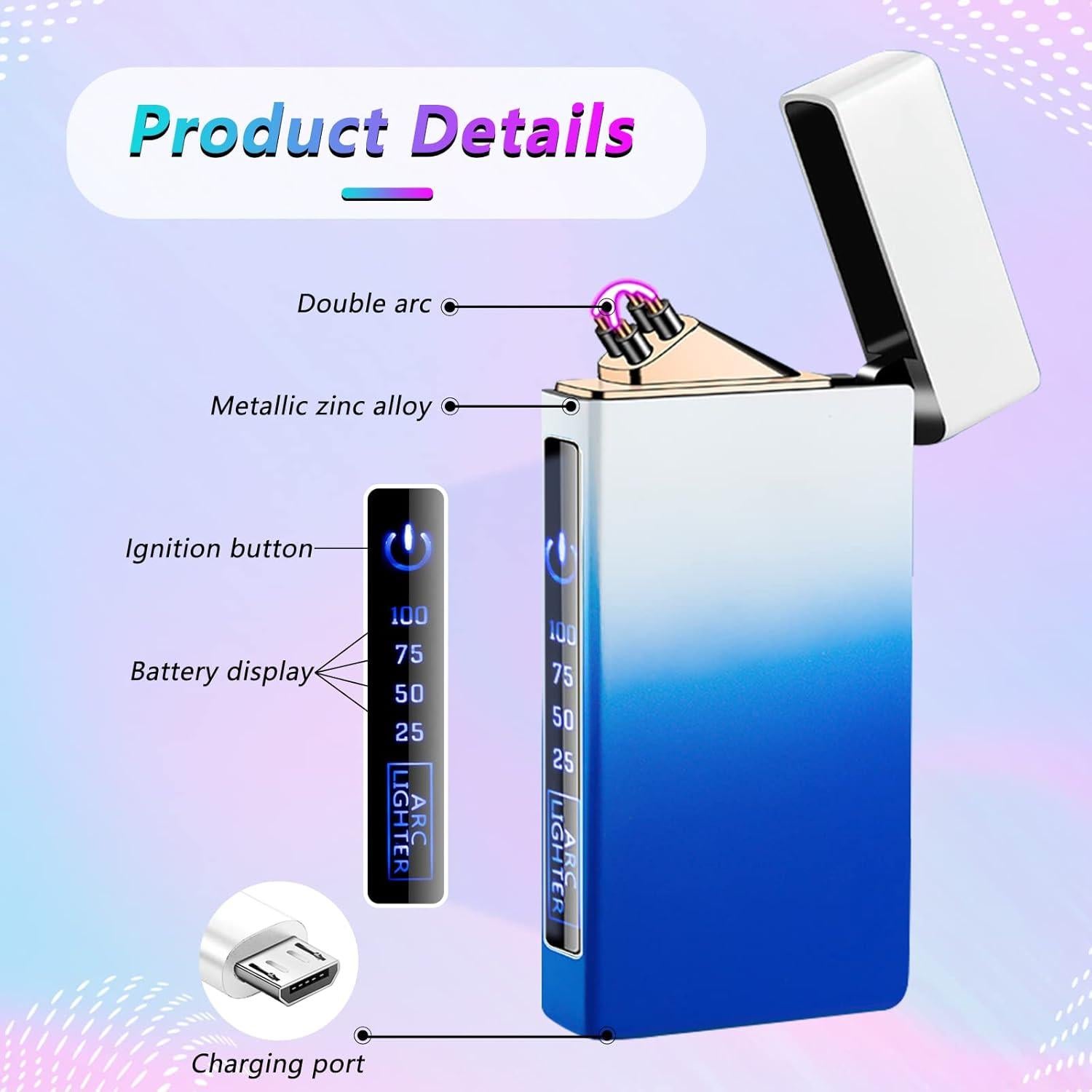 Encendedor Electrónico TIKIUKI Doble Arco Recargable USB