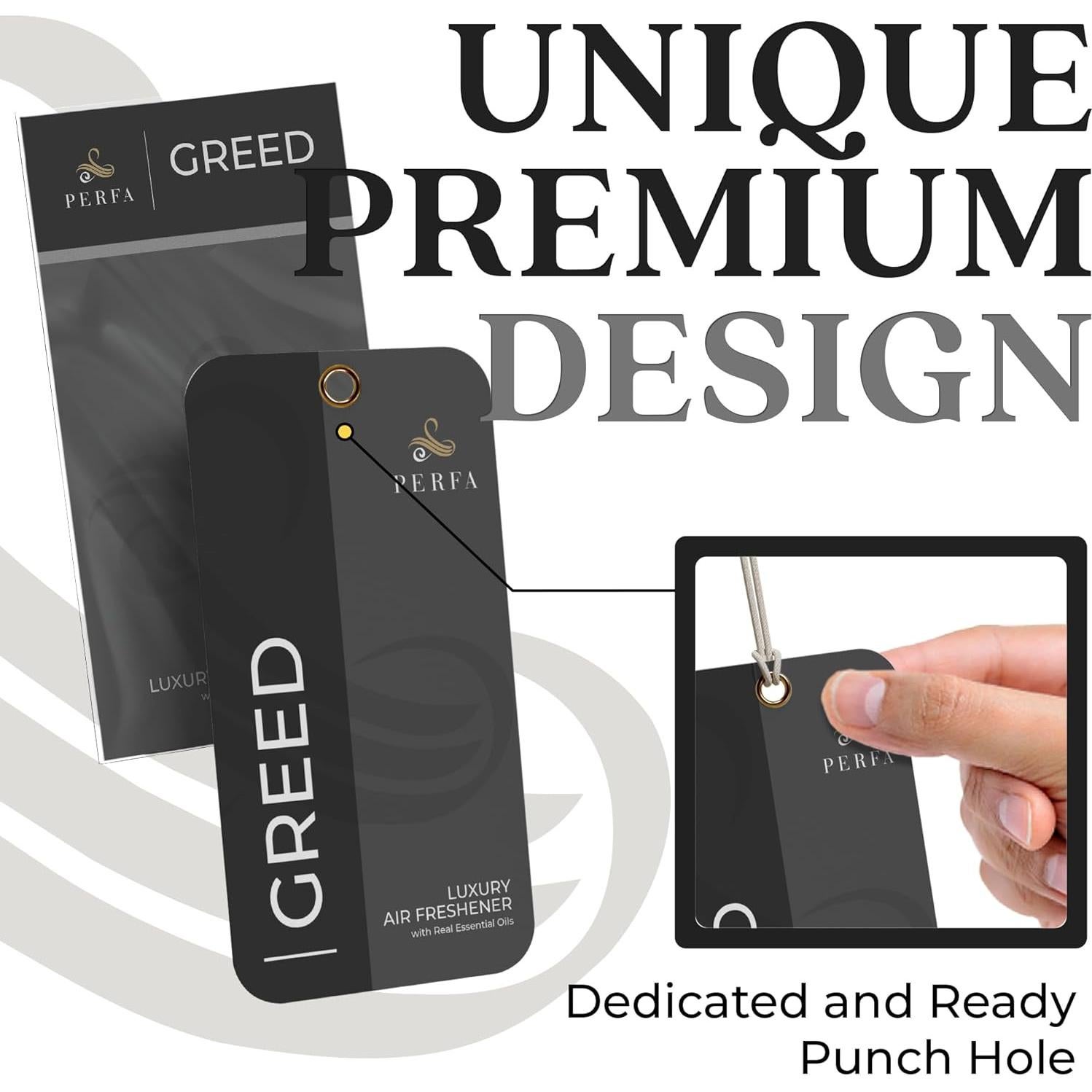 Ambientador de coche Greed Perfa | Fragancia fuerte 15cm