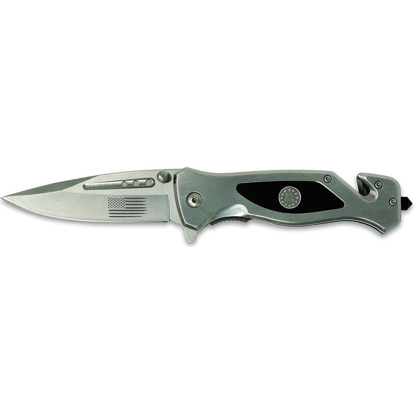 Cuchillo Plegable Táctico USMC Acero Inoxidable 8.89 cm Plata
