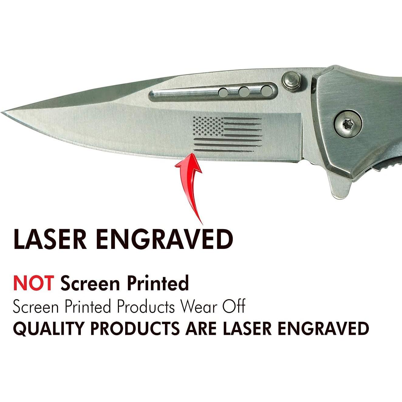 Cuchillo Plegable Táctico USMC Acero Inoxidable 8.89 cm Plata