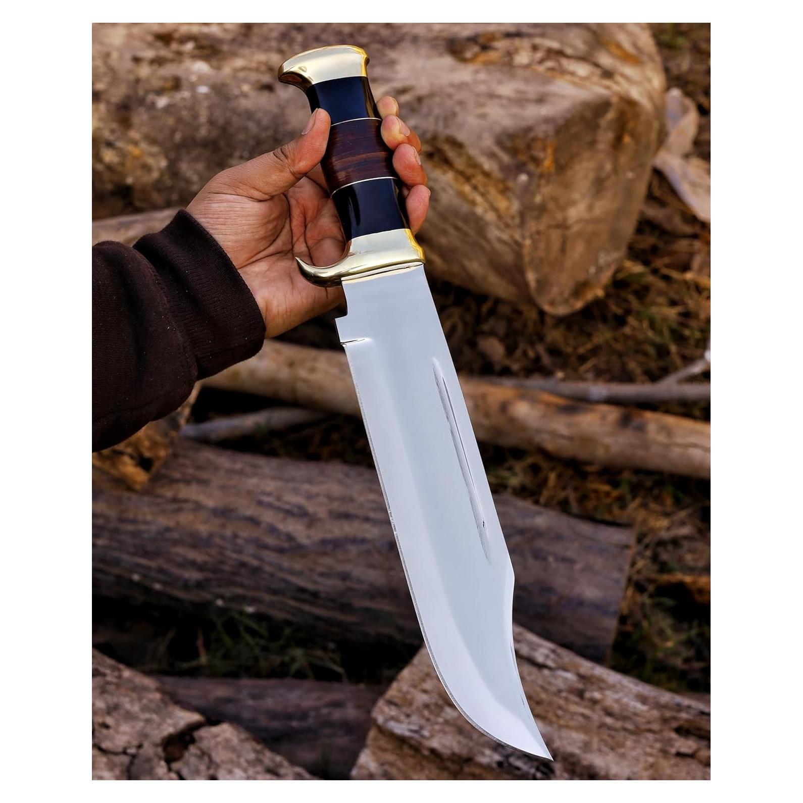 Cuchillo Bowie HMC 15" Acero D2 Pulido Espejo con Funda