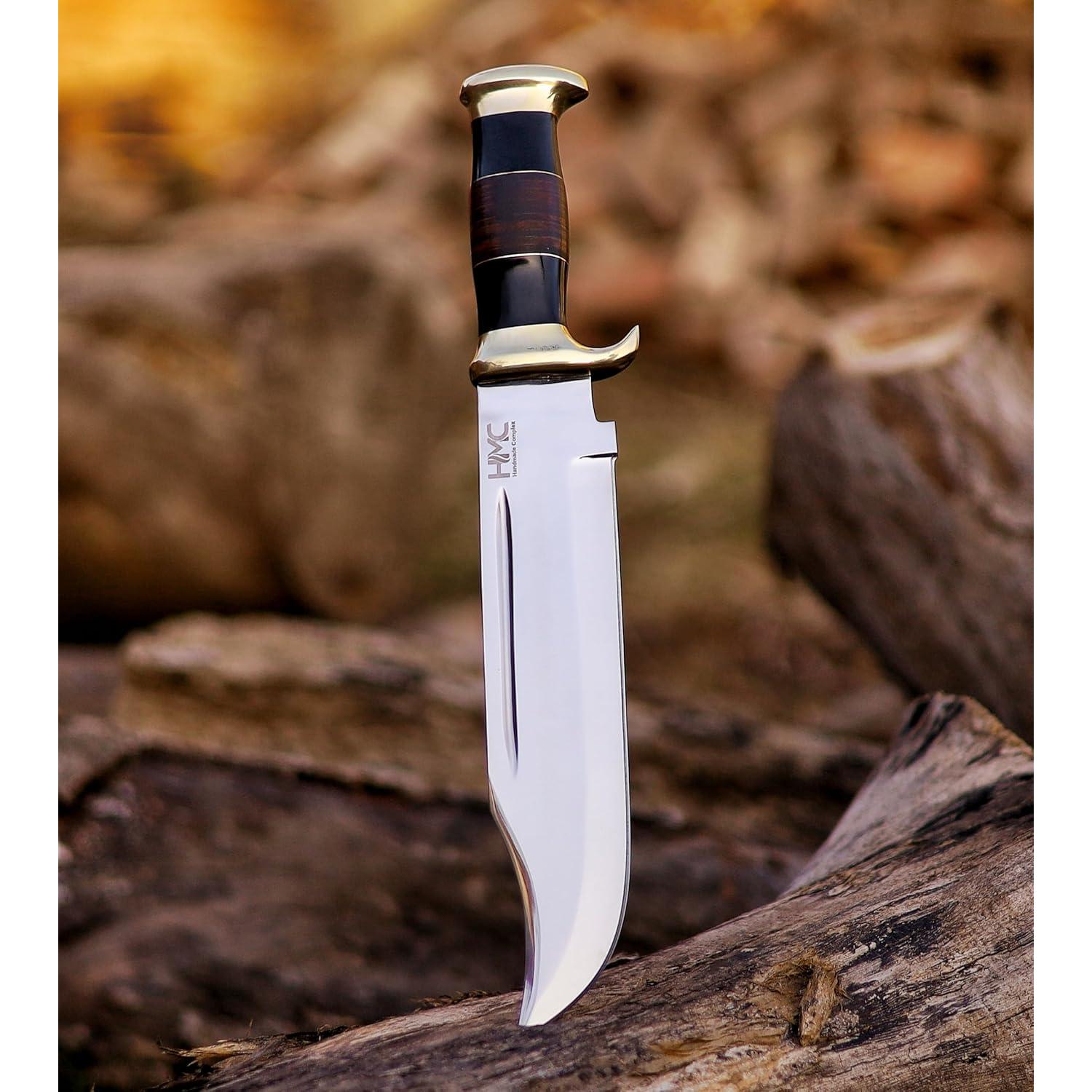 Cuchillo Bowie HMC 15" Acero D2 Pulido Espejo con Funda