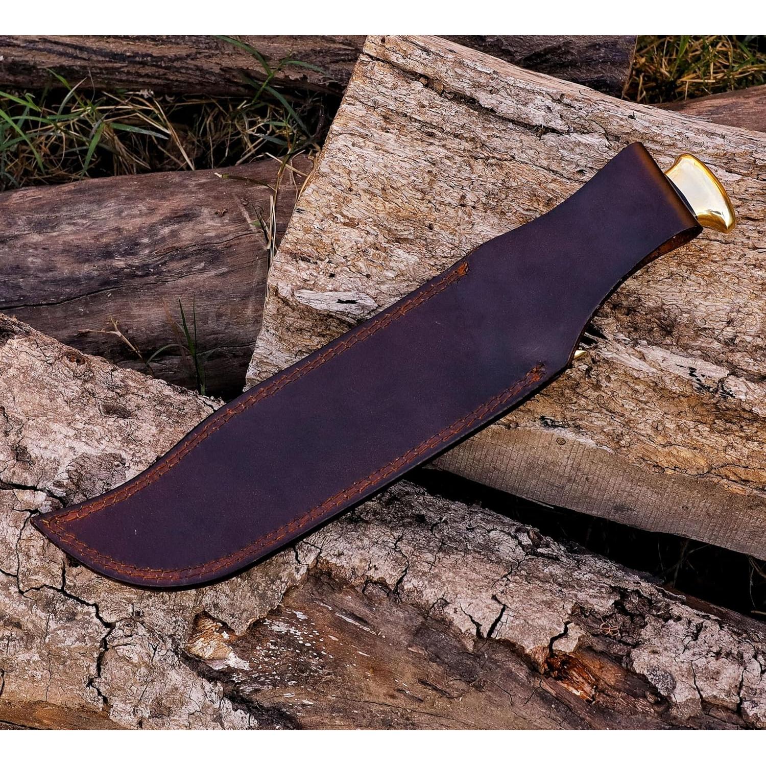 Cuchillo Bowie HMC 15" Acero D2 Pulido Espejo con Funda