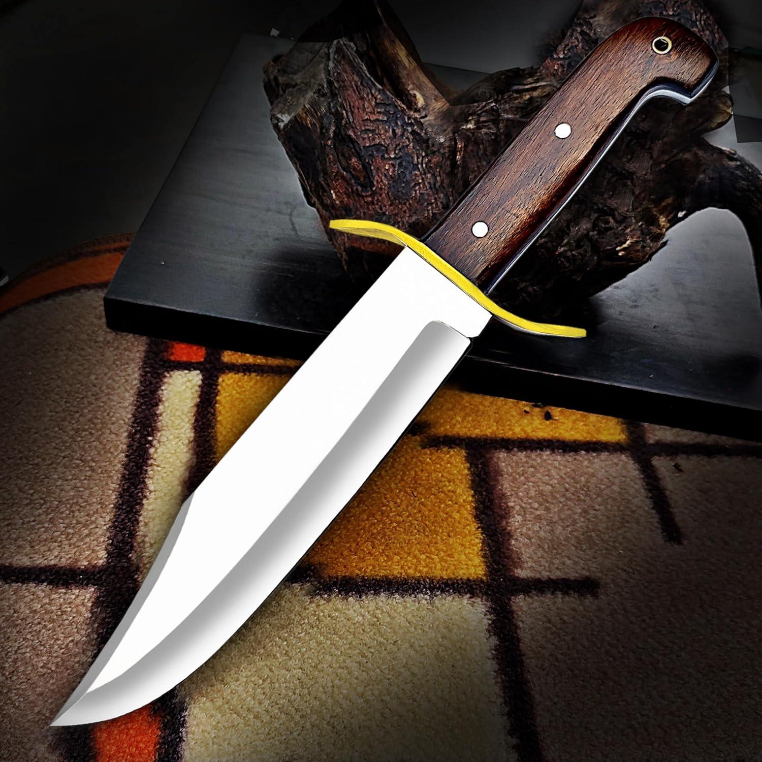 Cuchillo Bowie Grande Akari Craft Acero D2 con Funda de Cuero