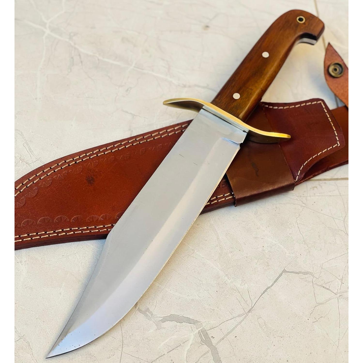 Cuchillo Bowie Grande Akari Craft Acero D2 con Funda de Cuero