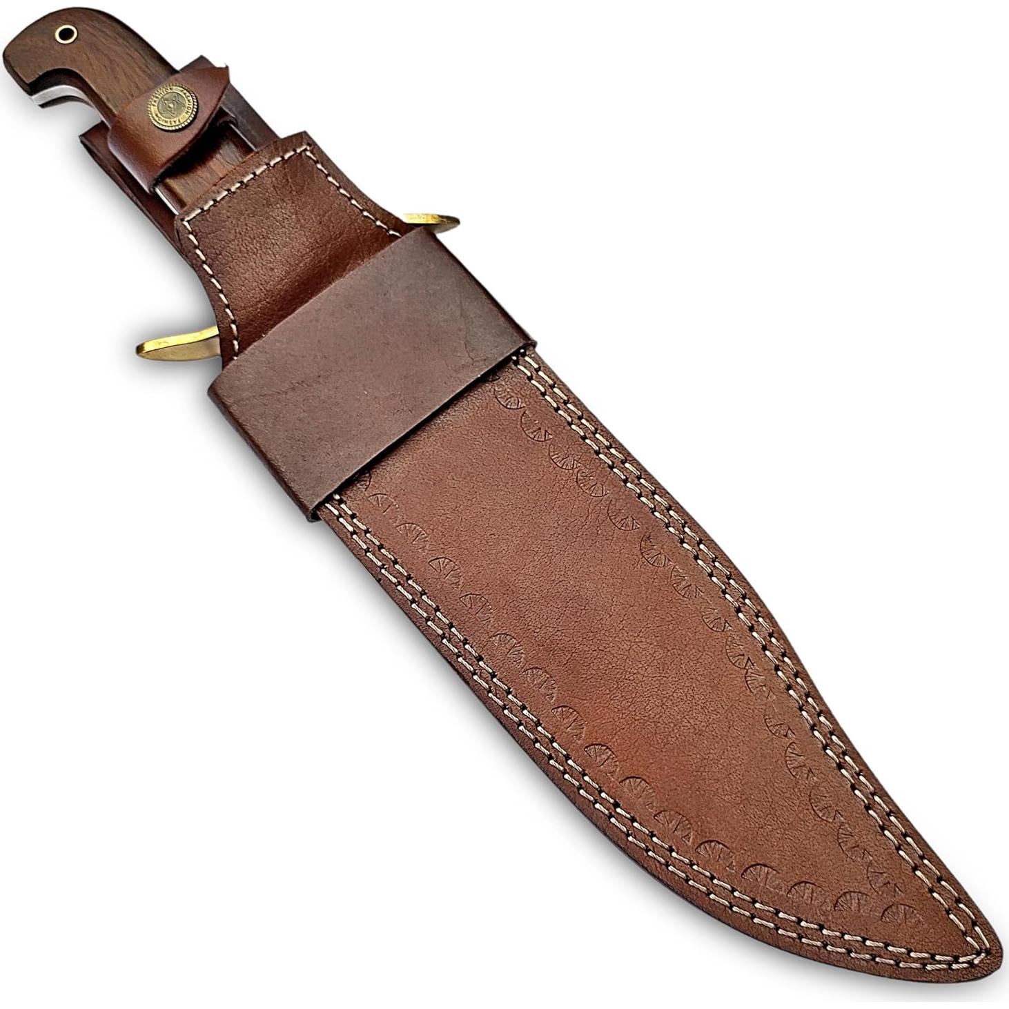 Cuchillo Bowie Grande Akari Craft Acero D2 con Funda de Cuero